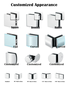 Support mural <span class=keywords><strong>pour</strong></span> douche en verre trempé de 8 à 12 mm, style moderne personnalisable, 90 degrés, chromé - Product Image 3