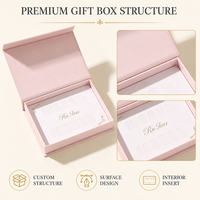 Boîte d'emballage personnalisée pour ongles press-on en carton rigide rose avec fermeture magnétique, finition mate dorée, épaisseur 2 mm, forme personnalisée