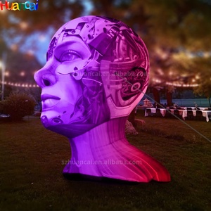 Phim hoạt hình con người đầu RGB đầy màu sắc LED-Thắp sáng Mô hình bơm hơi khổng lồ quảng cáo sân khấu trang trí triển lãm mô hình inflatables - Product Image 5