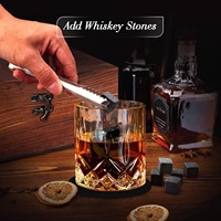 Juego de regalo de whisky de piedra de whisky natural, rocas de cubitos de hielo reutilizables, piedras frías con pinzas, caja de madera, juego de regalo de piedras de whisky