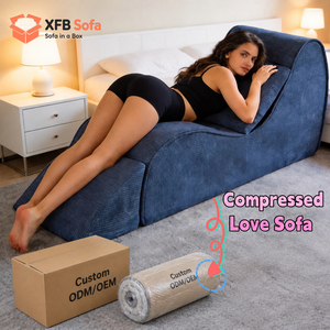 Sofá Multiusos de Corduroy para Sala de Estar o Balcón, Silla Perezosa con Soporte Lumbar, Espuma de Alta Densidad 32kg/m3, Asiento para Parejas, Ideal para Yoga - Product Image 1