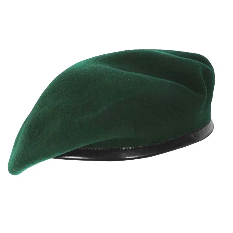 पुरुषों के लिए अच्छी गुणवत्ता वाली आर्मी ग्रीन रंग की बेरेट टोपी 100% ऊनी बेरेट