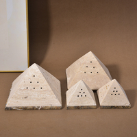 Großhandel Stein Wohnkultur Travertin Dekor Bakhoor Pyramide Form Brenner Beige Stein Weihrauch brenner Bakhoor