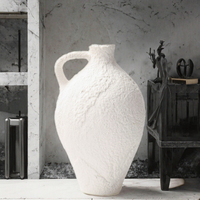Vase en céramique de porcelaine blanche de luxe fait main, style Art déco, pour la décoration de table, les arrangements floraux et la décoration du salon