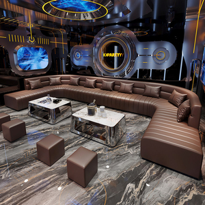 Set di Divani Personalizzati per KTV e Bar, Arredamento <span class=keywords><strong>VIP</strong></span> per Lounge Hookah, Divano in Pelle a Forma di U e L per Nightclub, Mobili di Lusso per Bar - Product Image 4