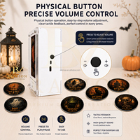 Regalo de Halloween, Lámpara Nocturna DIY OEM, 9 Discos de Vinilo Intercambiables, Altavoz de Audio, Reproductor de Música con Disco Giratorio NFC, Imán para Refrigerador