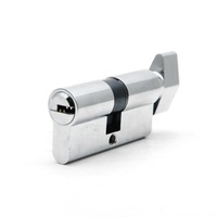 Cylindre de serrure simple en laiton avec bouton et clé, 70 mm, en zinc