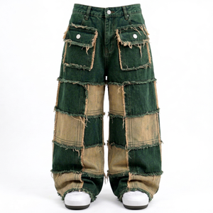Jean Cargo en Denim Ample et Respirant pour Homme, Style Urbain, Uni, Été/Hiver, avec Poches, en Coton, Personnalisable - Product Image 1