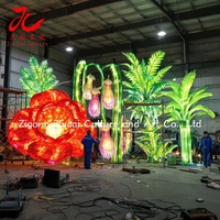 Lentera Cina Buatan Tangan Besar, Lentera Bunga Hutan Hujan, Tahan Cuaca, Tanaman Tropis Langka Raksasa untuk Pameran Karnaval Malam