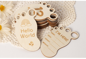 Cartes de jalons de développement pour bébé gravées au laser par le fournisseur, marqueurs mensuels uniques en bois, ensemble cadeau esthétique pour nouveau-nés - Product Image 3