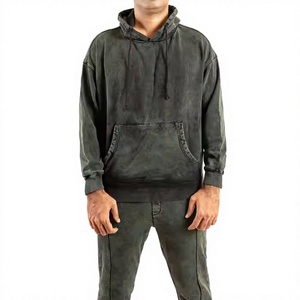 OEM custom track suit Solid color acid wash hoodie Cotton breathable fleece suit Quick dry winter wear Hooded Casual Winter Wear - Product Image 2