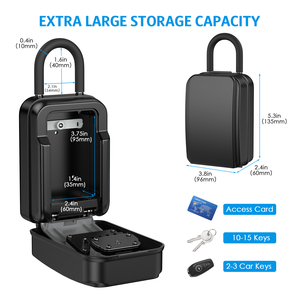 Boîte à clés extérieure portable avec serrure à combinaison à 4 chiffres, coffre-fort pour clés étanche, armoire à clés verrouillable, boîte à clés suspendue avec couvercle - Product Image 4