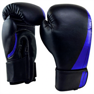 Guantes de Boxeo MMA Negros y Azules con Cierre, Absorción de Humedad y Correa de Muñeca Ajustable para Entrenamiento de Adultos - Product Image 2