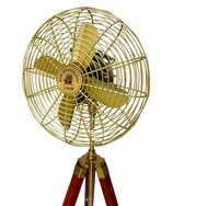 Ventilateur sur Pied Vintage Rétro Électrique avec Refroidissement par Air, Trépied en Bois, Stand Unique Collection Extérieur Hôtel, Plancher Mécanique Garage