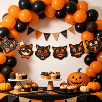 Bannière Guirlande Vintage Visage de Chat Halloween Très Vendue pour Décoration Murale Ambiance Fête