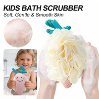 Sujie Pink Rabbit - Éponge de bain pour enfants, double face, exfoliante, en fibre de polyester PE, forme d'animal de dessin animé, pour le bain quotidien