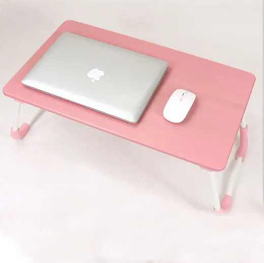 2020かわいいピンクの手作り竹ミニスタイルベッド折りたたみ式ラップトップコンピュータデスク用コンピュータテーブル