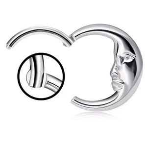 Anneau segmenté articulé en acier inoxydable 316L, motif croissant de lune, pour septum et hélix |   Bijoux de piercing corporel hypoallergéniques - Product Image 4