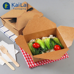 Folding paper takeout box disposable food container paper fast food packaging