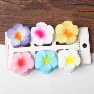 6 pz Pack Plumeria Flower fermagli per donne ragazze forcine per capelli fiori d'uovo Barrette hawaiane per festa nuziale artigli per capelli da donna - Product Image 6