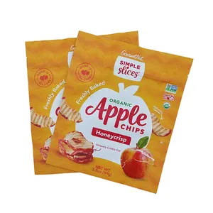 Sac d'emballage en papier d'aluminium imprimé de qualité alimentaire, sacs en plastique Mylar avec fermeture éclair, pochette debout pour pommes