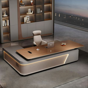 Set di Mobili per Ufficio Design Moderno Scrivania Direzionale e Sedia Mobili per Ufficio a Forma di L Tavoli e Sedie Modulari in Legno - Product Image 1