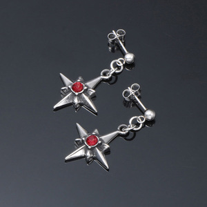 Elegantes Pendientes de Estrella de Acero de Titanio con Circonita Roja CF097 - Product Image 2