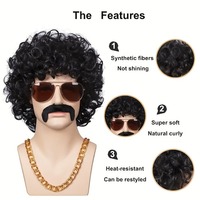 Perruque Hippie pour Hommes Adultes, Lunettes de Soleil, Collier de la Paix - Accessoires de Costume d'Halloween en Polyester, Confortables et Faciles à Utiliser, Vente en Gros