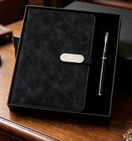 Carnet de notes en cuir PU A5 pour cadeau, agenda personnalisé, papeterie d'entreprise, ensemble cadeau carnet et stylo