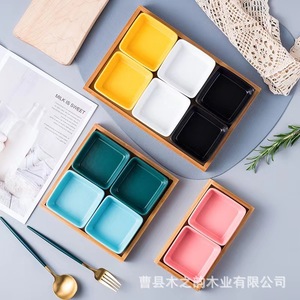 Bamboo Wooden <b>Tray</b> Set Natural Color Rectangular Serving <b>Trays</b> For Coffee <b>Tea</b> Snacks Hotel Use - Product Image 3