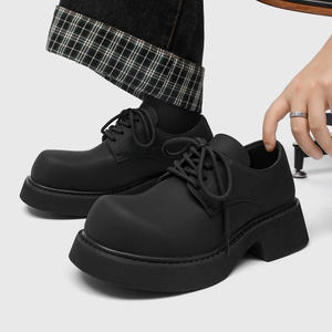Cleanfit Derby ayakkabı erkekler Paris ayak İngiliz rahat PU kalın taban yüksekliği artan siyah mat katı sonbahar ofis kariyer kayma-on - Product Image 1