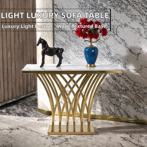 Table console d'appoint contemporaine pour hôtel, style luxe léger, avec base à pieds texturés ondulés - Product Image 2
