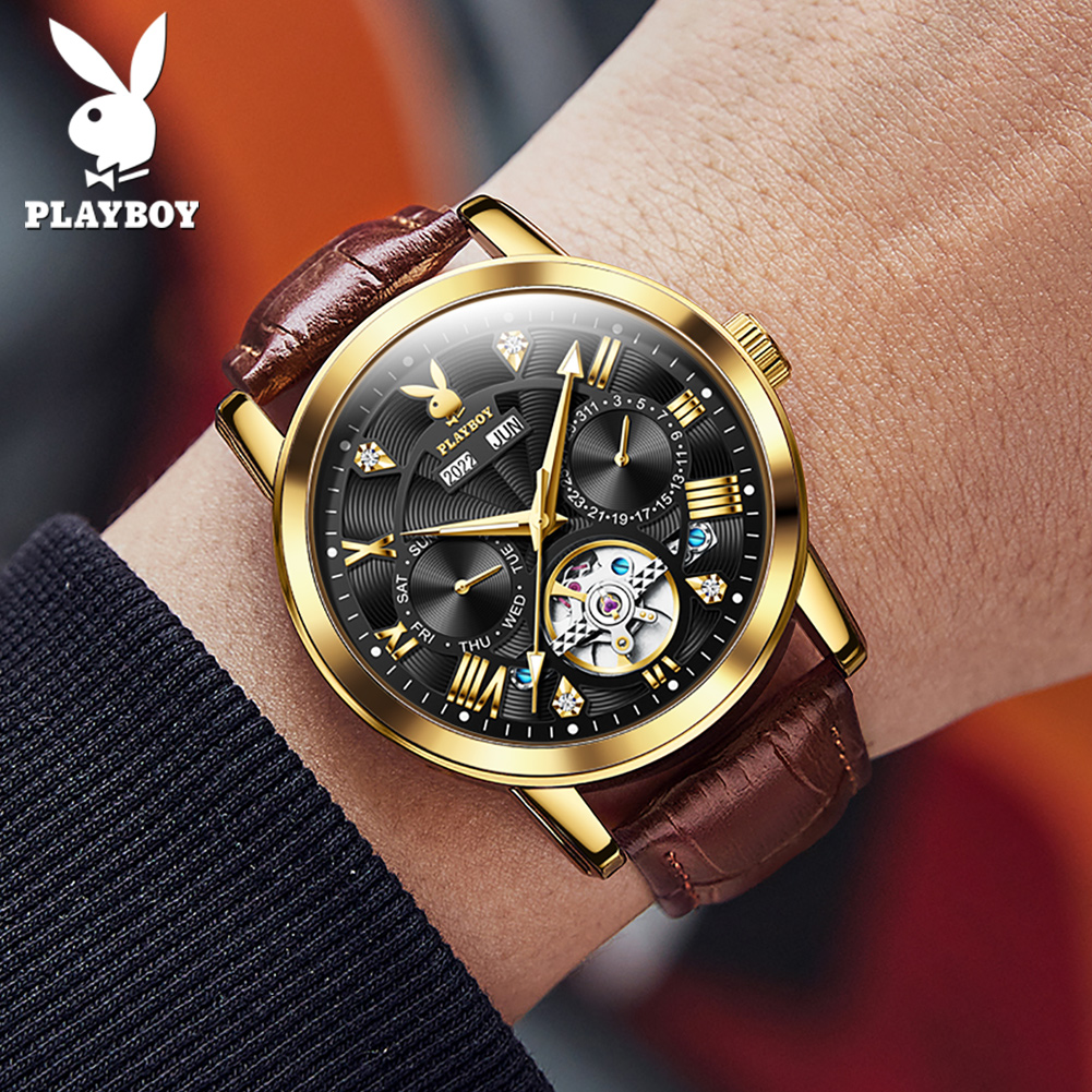 【美品】PLAYBOY プレイボーイ　電池新品　クォーツ 時計 レザーベルト PLAYBOY - とてもおしゃれ名門プレイボーイクォーツ時計の通販