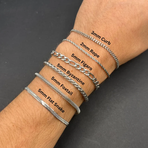 Bracelet personnalisé pour homme en acier inoxydable, style <span class=keywords><strong>gourmette</strong></span>, figaro, corde, byzantine, queue de renard, chaîne serpent, bijoux gravés sur mesure - Product Image 3