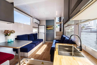 Maison flottante préfabriquée, bateau ponton en aluminium, yacht modulaire, maison flottante solaire électrique, catamaran, hôtel flottant de luxe