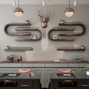 Modern <b>White</b> Black Salon Wall Mounted Nails Polish Stand Nail Polish <b>Shelf</b> Rack And Nail Polish Display - Product Image 4