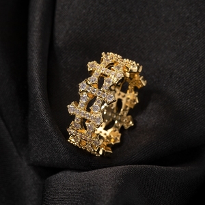 UWIN nuovo arrivo anello incrociato <span class=keywords><strong>croce</strong></span> giglio-De-Lis anello da donna uomo ghiacciato CZ Ring - Product Image 5