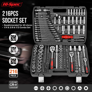 Hi-Spec 216pcs công cụ cơ khí Hộp dụng cụ cầm tay Kit hỗn hợp wrenches 1/2 "1/<span class=keywords><strong>4</strong></span>" 3/8 "Ổ cắm thiết lập nhà để xe tự động sửa chữa công cụ thiết lập OEM ODM - Product Image 3