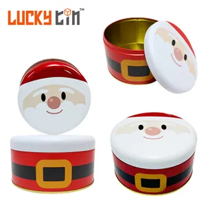 Popular Custom Printing Tinplate Storage Container Recyclable Round Metal Box Cookies Candy Chocolate tin can For Christmas