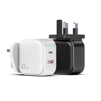 Chargeur PD certifié CE FCC ETL 45W, 2 ports USB-A Type-C, chargeur rapide avec protection OTP/OVP pour téléphone portable