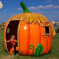Sculpture de maison citrouille en fibre de verre personnalisée pour Halloween, 200 cm, étanche, résistante aux UV, pour aménagement paysager, événements, fêtes et décorations de vacances