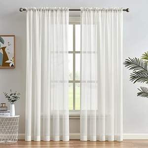 <span class=keywords><strong>Tende</strong></span> in Chiffon Bianco per <span class=keywords><strong>Soggiorno</strong></span> e Ufficio, Morbide e Setose, Decorazione con Asta, <span class=keywords><strong>Tende</strong></span> Moderne per Finestre - Product Image 1