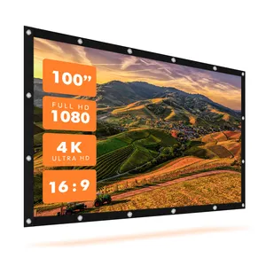 Projector Screen 120 inch 16:9 HD 4K Foldable Polyester Anti-Crease Portable Projection Movies Screens Indoor Outdoor