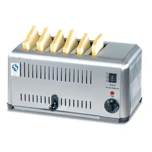 Tostadora de tostadas de sándwich eléctrica comercial de 9 rebanadas, máquina de parrilla de placa de calefacción plana con termostato