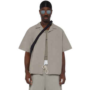 Último estilo Baggy Oversized Plain T Shirt Streetwear Sin botón Heavy Cotton Boxy Cropped Shirt Hombres - Product Image 1