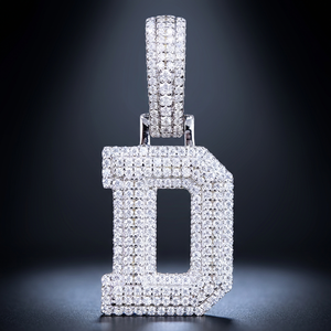 Pendentif lettre B en argent 925 plaqué or 18 carats avec moissanite, breloque initiale sertie de pierres, taille brillant rond, unisexe, cadeau de fête, bijoux - Product Image 4