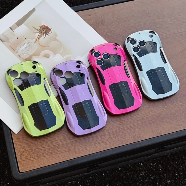 Creative Sports Car Shape IMD TPU Shockproof Back case & Stand for iPhone 11 12 13 14 15 16 17 18 Pro Max + Air Mini X XR 7 8 SE