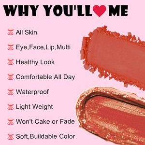 <span class=keywords><strong>Duo</strong></span> blush poudre et crème 2-en-1 en marque propre |   Palette de fard à joues mat et scintillant avec logo personnalisé pour le maquillage quotidien - Product Image 3