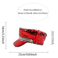 Chapeau de Capitaine de Luxe Rouge à Paillettes et Strass pour Fêtes, Vente en Gros, 3 MOQ, Personnalisé, Unisexe, Plage, Extérieur, Quatre Saisons