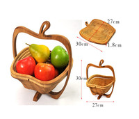 Top vente de qualité alimentaire pas cher prix Apple forme Promo rotatif bambou en bois pliant panier de fruits